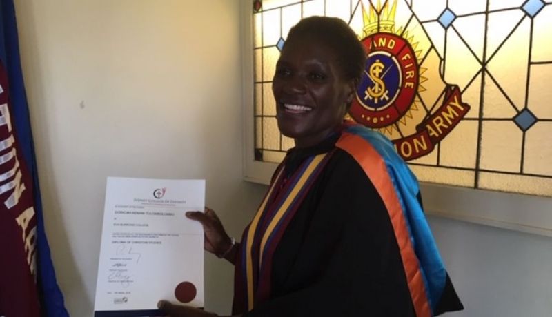 Major Doricah Tulombolombo fulfilled a lifelong dream when she was handed her Diploma of Ministry from Eva Burrows College.